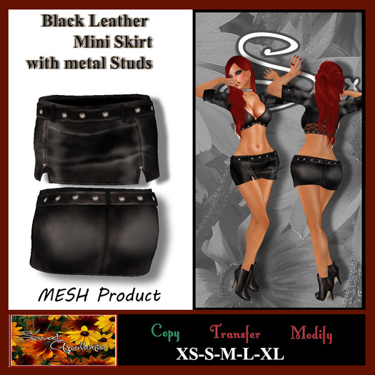 *Sweet Apollonia* Black Leather Mini Skirt MESH