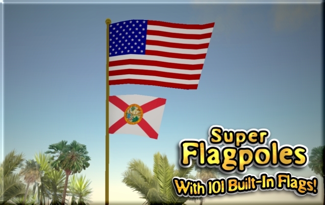 Copy Super Dual Flag & pole - 101 Built-In Flag Designs! - 5 Pole Designs - Sound - Menu Controlled