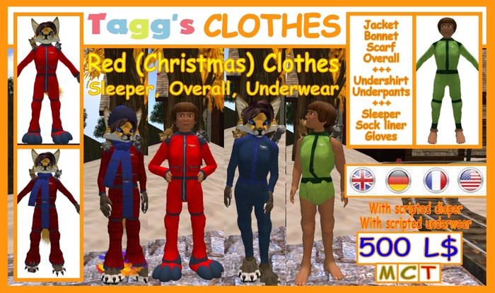 Tagg's Red (Christmas) Cloths (with diaper, underwear)
