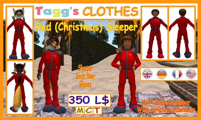Tagg's Red (Christmas) Sleeper (with diaper, underwear)