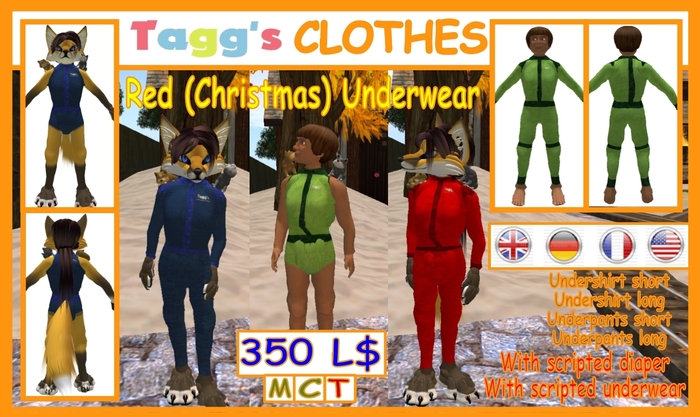 Tagg's Red (Christmas) Underwear (with diaper, underwear)