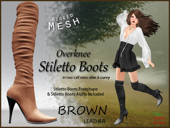 *Soulglitter* Overknee Stiletto Boots - Leather - brown