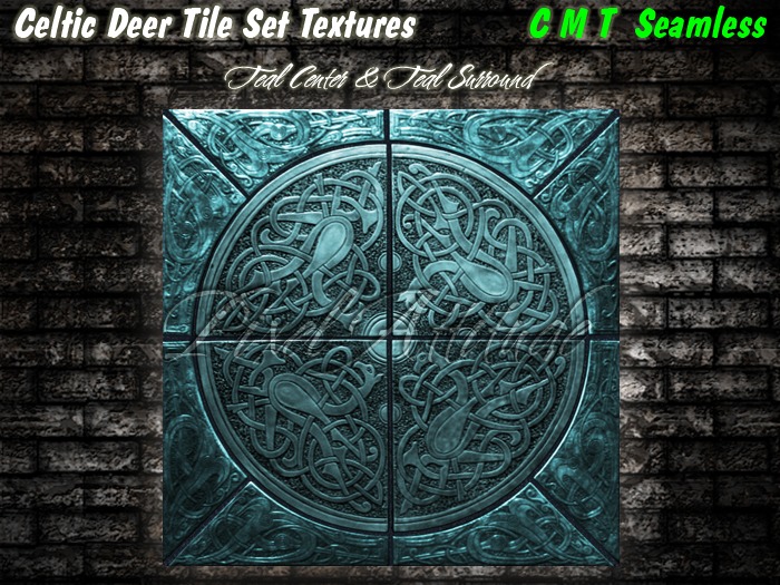 Celtic Deer Tile Set Teal