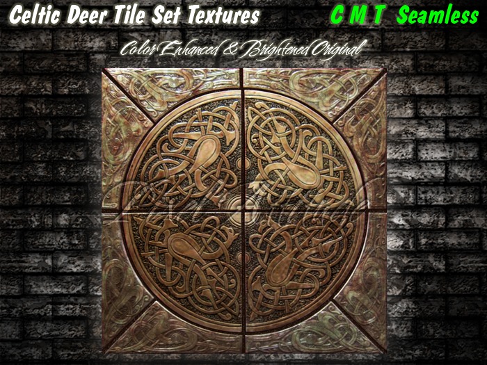 Celtic Deer Tile Set Original Color Corrected and Brightened 