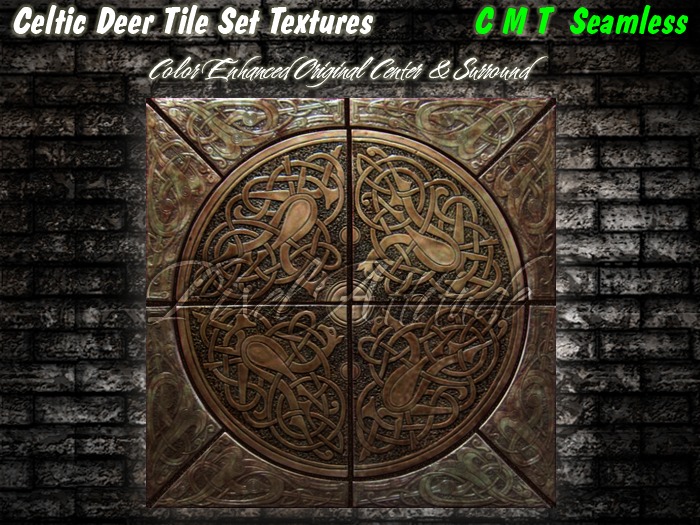 Celtic Deer Tile Set Original Color Corrected 