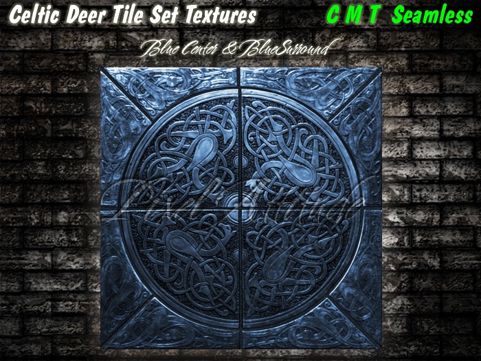 Celtic Deer Tile Set Blue 