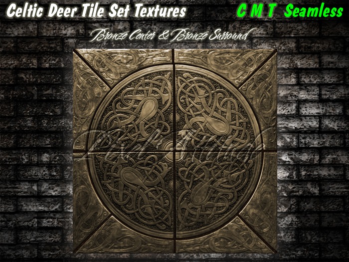 Celtic Deer Tile Set Bronze - Texture