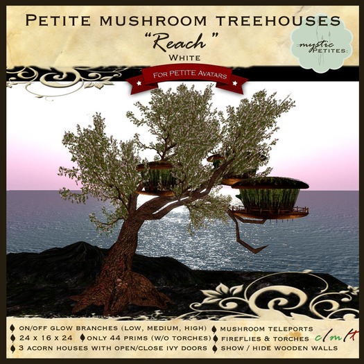 ::mystic petites:: Reach (white-copy) mushroom petite treehouse