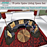 P Low 14-Prim Retro Living Room Set Black-Gold
