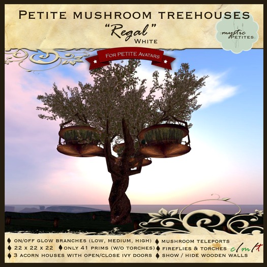 ::mystic petite:: Regal (white-copy) mushroom petite treehouse