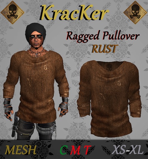Kracker ~ Ragged Pullover ~ Rust