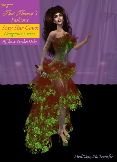 *FRANCHISE AFFILIATE VENDOR* :: 50% COMMISSION :: Sell Sexy Star Gorgeous Green Gown by Singer Pari Perenti's Fashions
