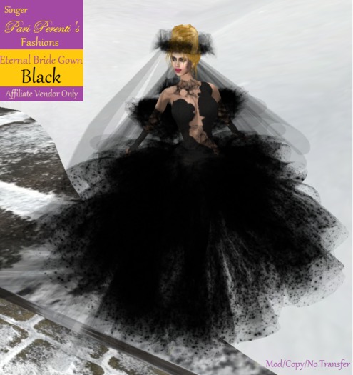 *FRANCHISE AFFILIATE VENDOR* :: 50% COMMISSION :: Sell Eternal Bride Gown black by Singer Pari Perenti's Fashions