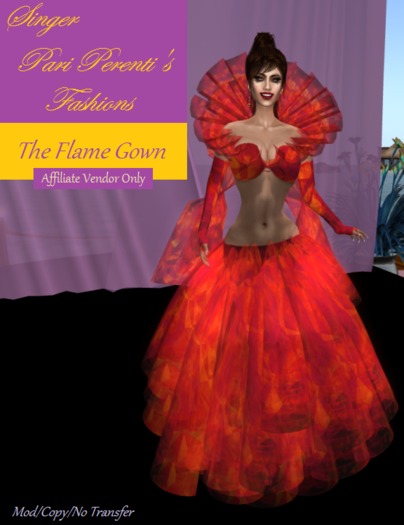 *FRANCHISE AFFILIATE VENDOR* :: 50% COMMISSION :: Sell The Flame Gown by Singer Pari Perenti's Fashions