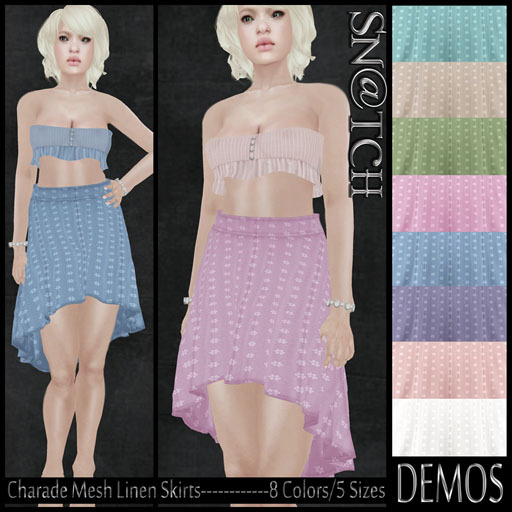 :::Sn@tch Charade MESH Linen Skirt (DEMOS):::
