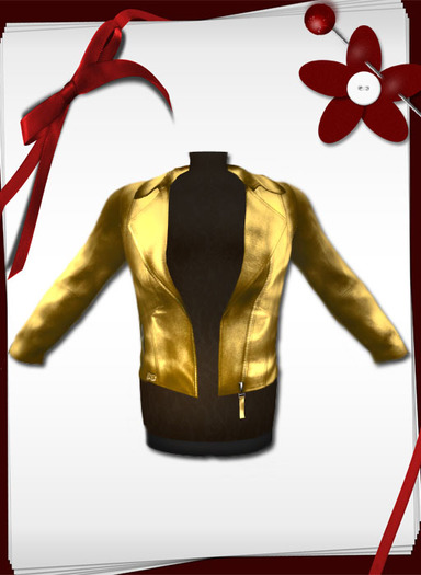 mesh leather jacket gold