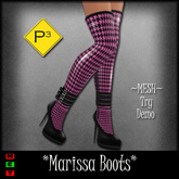 <P3> Marissa Boots - Pink Latex Houndstooth