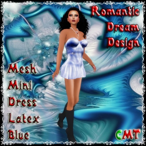 Mesh Mini Dress Latex Blue