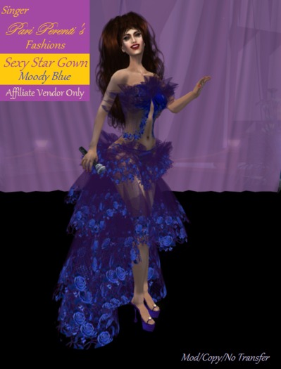 *FRANCHISE AFFILIATE VENDOR* :: 50% COMMISSION :: Sell Sexy Star Moody Blue Gown by Singer Pari Perenti's Fashions