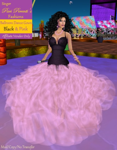 *FRANCHISE AFFILIATE VENDOR* :: 50% COMMISSION :: Sell Ballroom Dance Black n Pink Gown by Singer Pari Perenti