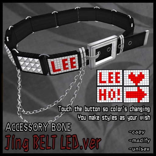 accessory bone jing belt LED type(Goth, Punk, Rocker style)