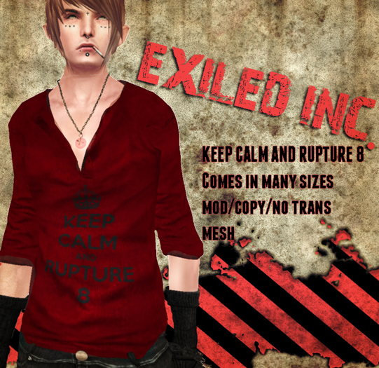 Exiled Inc - Keep Calm and Rupture Mens V-neck [MESH]