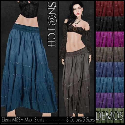 :::Sn@tch Mesh Elena Maxi Skirt-All Colors (Small):::