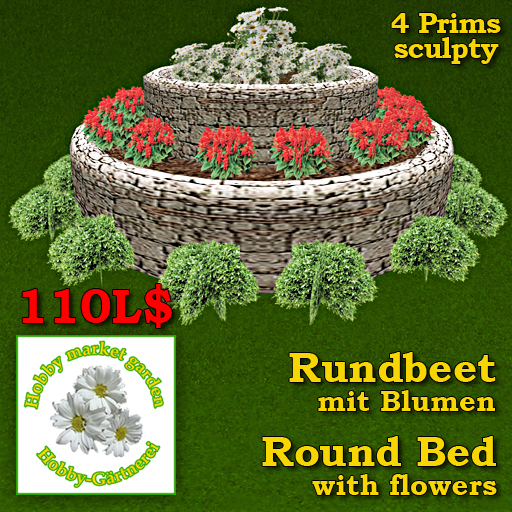 round bed with flowers