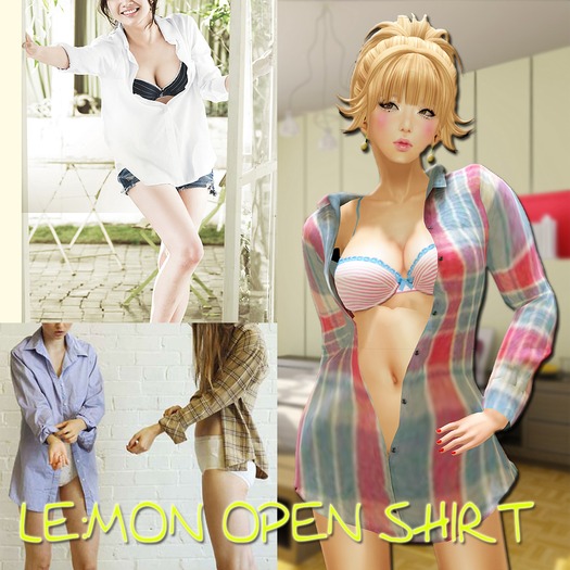LE:MON open shirt <plaid-2>