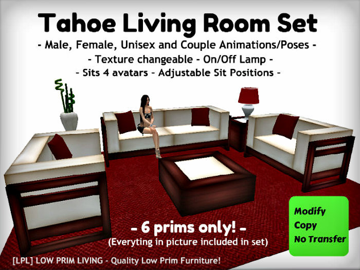 Tahoe Living Room Set - Copy Version [texture changeable, couch, armchair, lamp]