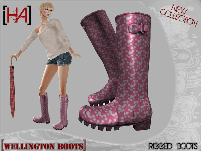 [Ha]Wellington Boots Flower