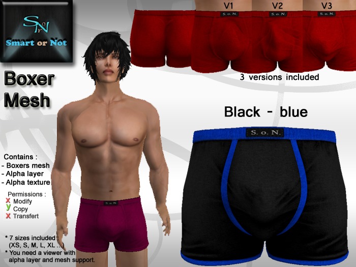 Boxer black blue - MESH