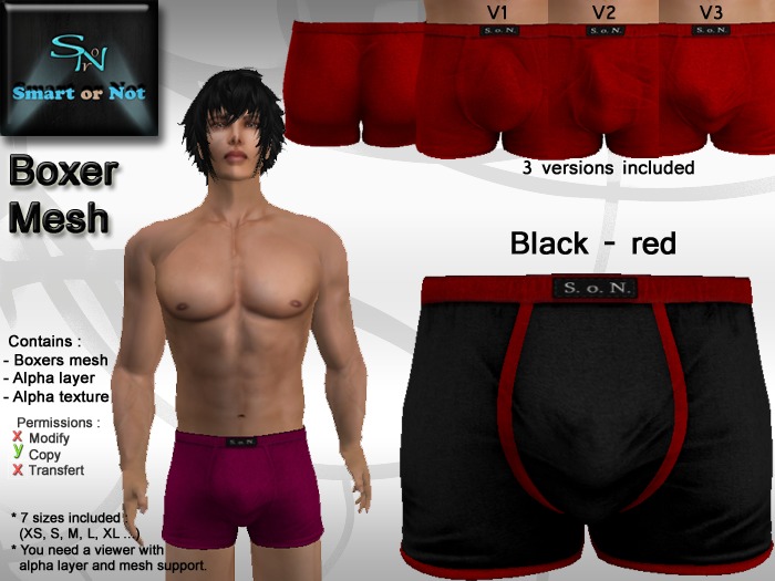 Boxer black red - MESH