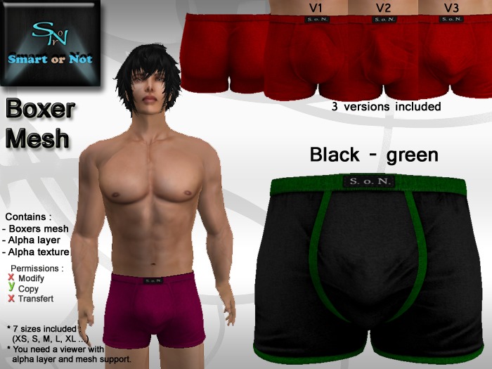 Boxer black green - MESH