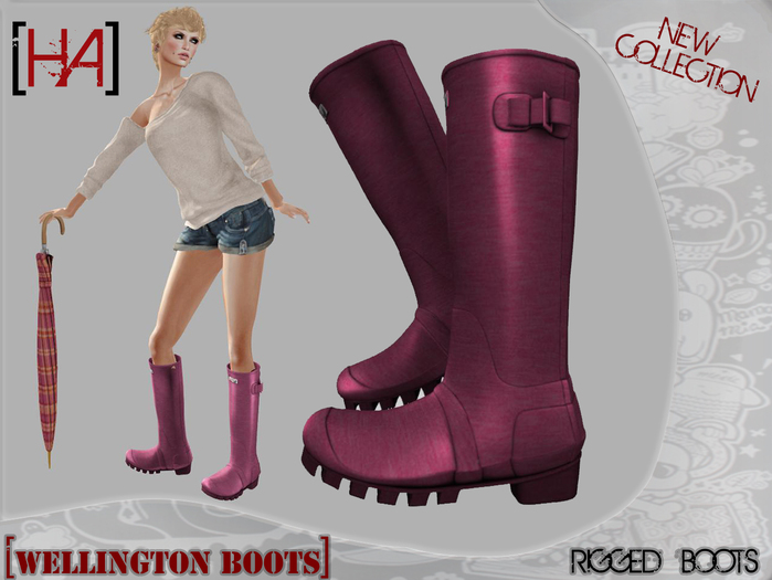 [Ha]Wellington Boots Deep Violet