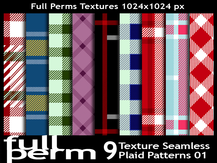 9 Textures Seamless Plaid Patterns Full perm