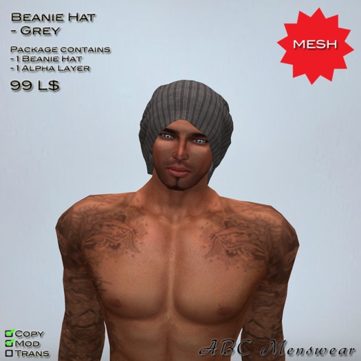 <<ABC>> Beanie Hat Grey