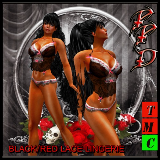 PPD RED/BLACK LACE LINGERIE