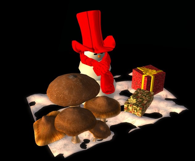 snowman and mushrooms 