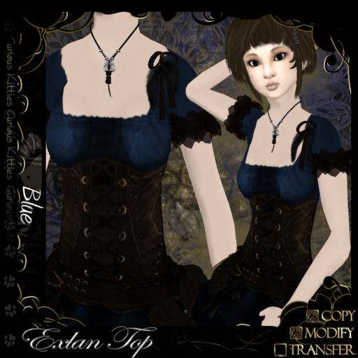 =^.^= Curious Kitties - Exlan Top - Blue