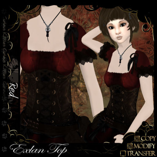 =^.^= Curious Kitties - Exlan Top - Red