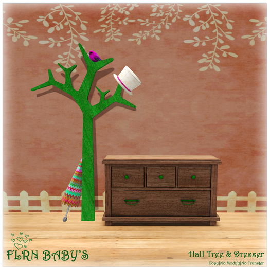 Hall Tree Green & Dresser Wood