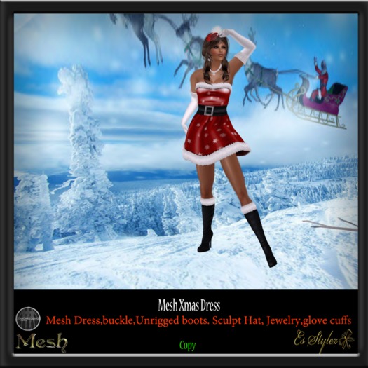 ~*Es Stylez*~ Mesh Xmas Dress - Red Snowflake