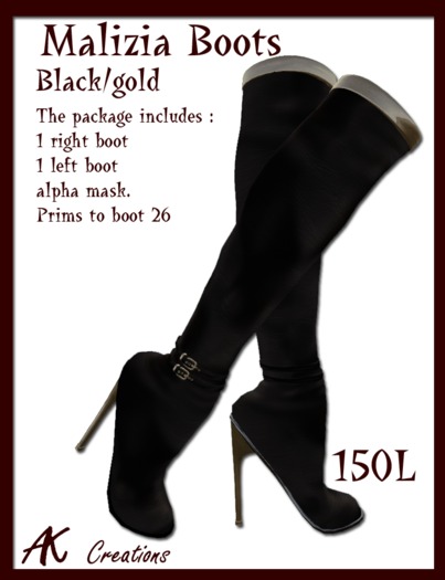 malizia black/gold boots