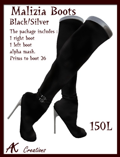 malizia black/silver boots