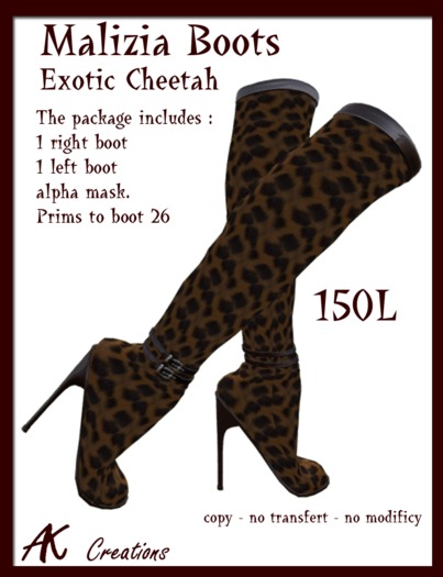 malizia exotic cheetah boots box