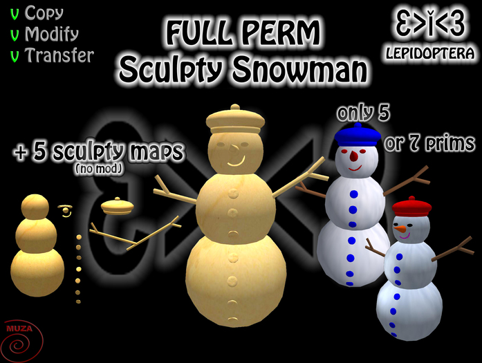 }>i<{ Sculpty Snowman  FULL PERM