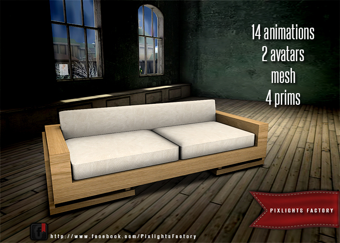 Pixlights Factory 4 prims mesh sofa