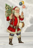 Vintage Father Christmas / Santa with balloons and drum  Hologram, 1 Prim