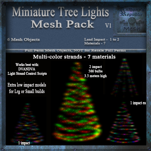 Miniature Tree Lights Mesh Pack, Christmas Holiday Builders Lighting Decoration Kit, Full Perm